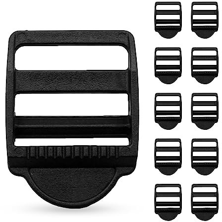 DOJA Barcelona | Kunststoff Schnallen 25mm | 10er Pack | Spannschnalle mit Bremse | Innenbreite 25mm | Kunststoff | Klemm Leiterschnallen | Gurtband Schnallen, Klemmschnalle für Rucksack und Taschen