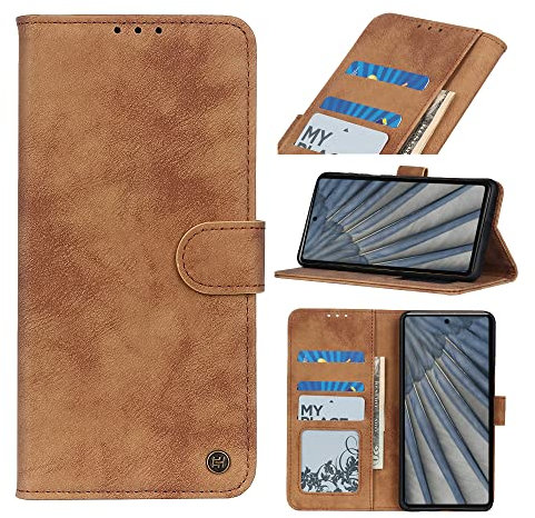 AnnhanT Handyhülle für Google Pixel 7a Hülle, Google Pixel 7a lederhülle, [Kartenfäche,Standfunktion,Magnet], Schutzhülle Flip Case für Google Pixel 7a case - Braun