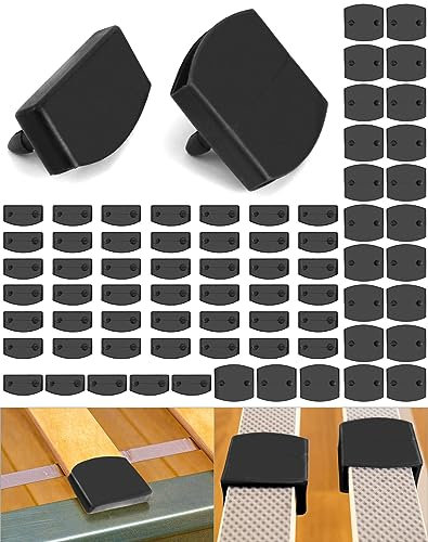QWORK® 72 Stück Bett Lattenrost Kappen, 48 für Seite und 24 für Mitte, Kunststoff Lattenrost Ersatzteile Schwarz 55 mm x 9 mm Innen