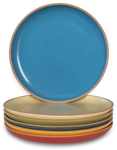 MORA Ceramic Artisan Matte Plates Set, 7.8 in - Set of 6 - The Dessert, Salad, Appetizer, Small Dinner etc Plate. Microwave, Oven, and Dishwasher Safe, Scratch Resistant. Kitchen Porcelain Dish