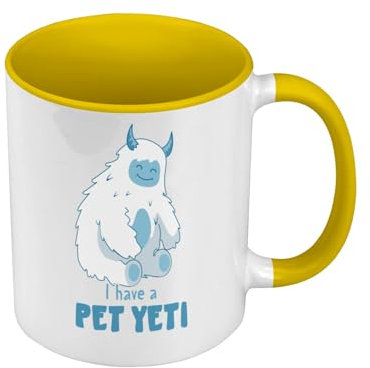 Premium Quality Yellow Pet Yeti Myth Movie Dream Mug with Handle and Coloured Interior