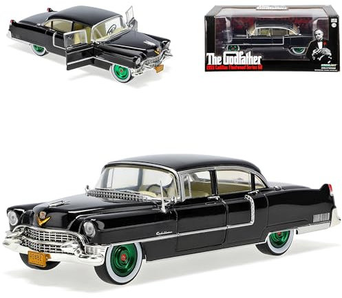 Cadilac Fleetwood Serie 60 Der Pate The Godfather Limousine Schwarz 1955 mit Grünen Felgen 1/24 Greenlight Modell Auto