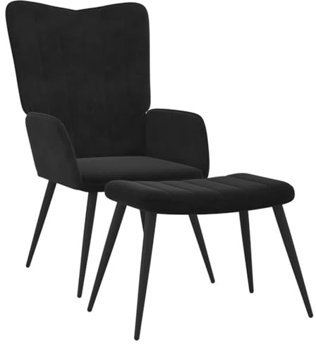 vidaXL Relaxsessel mit Hocker Schwarz Samt