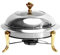 Folpus Chafing Dish, Edelstahlbehälter zum Aufwärmen von Speisen, Kleiner Kochtopf, Speisenwärmer Alkoholkocher für Catering, Buffets und Partys zu Hause, Gold 26cm