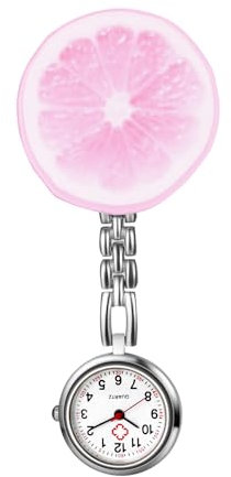 Silverora Taschenuhr Krankenschwester Uhren Schwesternuhren: Zitronen Muster Pflegeruhr mit Clip Fob Uhr Leicht Ablesbare Pulsuhren für Arzt Pfleger Damen Herren