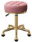 Rollhocker, Drehstuhl, Salon, Schönheitsstuhl, medizinische Pflege, rundes Lederkissen, Barhocker für Spa, Arbeit, Büro, Massage, Maniküre, Tattoo, Gold-Chrom-Rahmen (Farbe: Rosa)