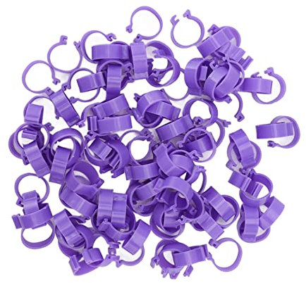 HWGING 100 PCS Huhn Fuß Ring Ente Henne Gans Beine Ringe Clip Geflügel Fuß Ring Landwirtschaft Werkzeuge Ente Fuß Ring (Lila) (20mm)