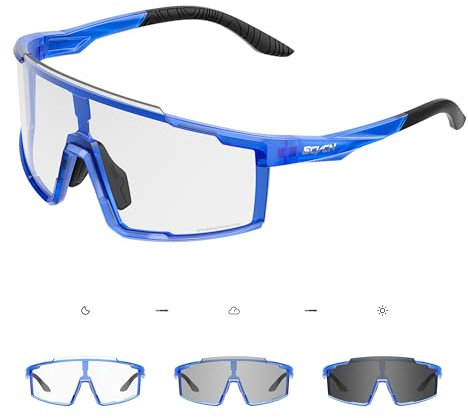 SCVCN Photochromatische Selbsttönend Fahrradbrille für Herren Damen Klar Rennrad Brille MTB Sportbrille Radbrille UV400 Sportsonnenbrille Radsport Radfahren S121