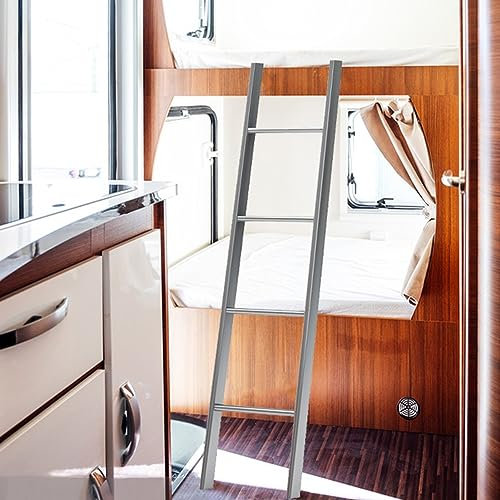 Escaleras de Tijera Escaleras para literas para autocaravanas, escaleras Interiores para Ahorrar Espacio con Ganchos y Almohadillas de Goma para los pies, Escalera extraíble Ideal para remol