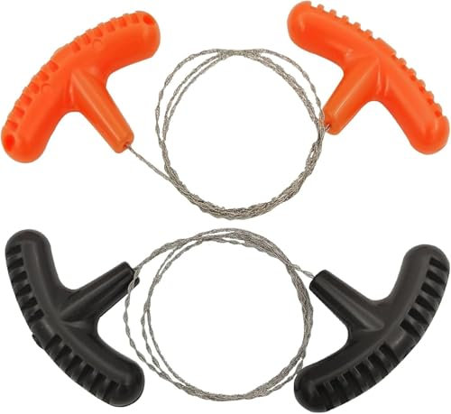 2 Pcs Scie à Fil en Acier Inoxydable, 63 cm Tronçonneuse de Poche Tube PVC Mini Extérieure Anti-Rouille, Portables de Survie Scie à Fil de Survie en Plein Air, Pour Couper du Bois/Plastique/Caoutchouc