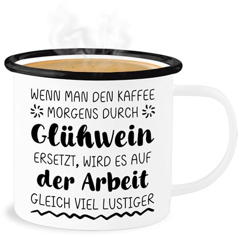Emaille Becher Blechbecher - Kollegen - Tassen - Wenn man den Kaffee morgens durch Glühwein ersetzt wird es auf der Arbeit gleich viel lustiger | Glühweintasse Lustig | Glühwein Tasse