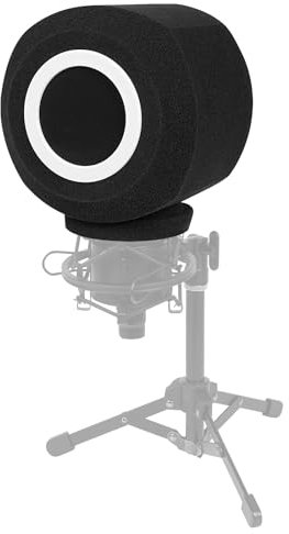 Geekria for Creators Professional Microphone Isolation Ball, Microphone Windscreen Pop Filter, Foam Windscreen Compatible with Shure MV7X, ATH AT2035 Microphone Antipop Foam Cover (Black)