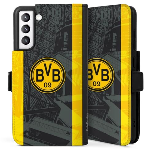 DeinDesign Klapphülle kompatibel mit Samsung Galaxy S21 FE 5G Handyhülle aus Kunst Leder schwarz Flip Case Borussia Dortmund BVB Stadion