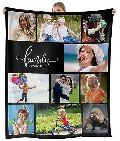 Loosusu Personalisierte Decke mit Foto, Fotodecke mit Eigenen Fotos, Kuscheldecke Personalisiert Foto Decke, Personalisierte Geschenke für Frauen, Beste Freundin, Mama, Weihnachts Geschenke, 10 Fotos