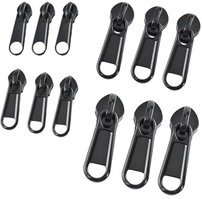 12 Stück Reißverschluss Reparatur Set Reißverschluss Schieber Ersatz Zipper Haltekit Haushaltbarer Fix-reißverschluss Universal Reparatur Ersatzteile für Jacke Mantel Reisekoffer Schulranzen(Schwarz)