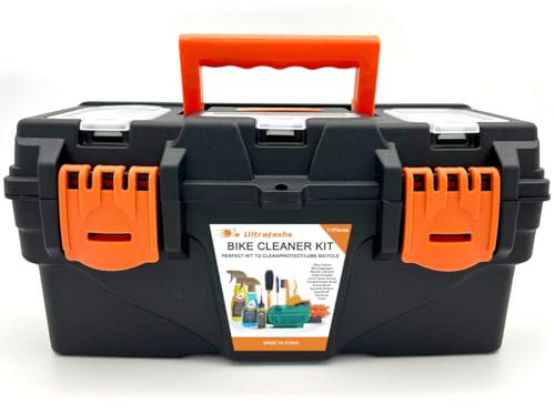 Kit de Nettoyage de Vélo Ultrafashs, Ensemble Complet avec Dégraissant, Brosse à Chaîne, Brosse à Pneus, Gant de Nettoyage, Lubrifiant