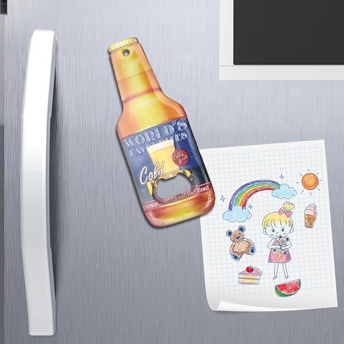 Abridor de botellas de cerveza con imán – Diseño de 14 cm para tapones de corona – Abridor de botellas de nevera o pared para casa, cocina, bar y regalo original (WORLD)