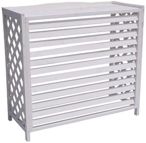 Holz Blumenständer Box Air Klima Abdeckung - Schallschutzhaube Wärmepumpe Schutzgitter - Verkleidung Klimaanlage Außengerät Sichtschutz Zäune(Weiß,L96cm*W40cm*H89cm)