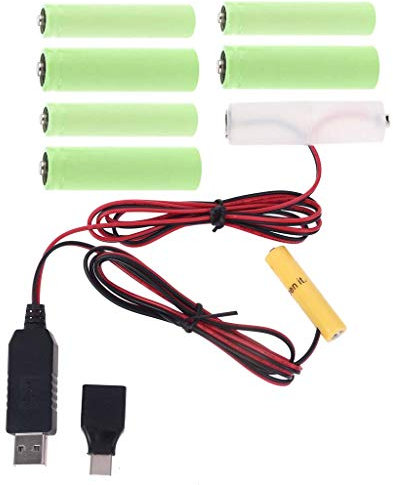 YFAFA 2in1 USB/Type C Mains Convert to AA + Battery Replace 1 to 4pcs LR6 LR03 Power Supply Cable for LED Light