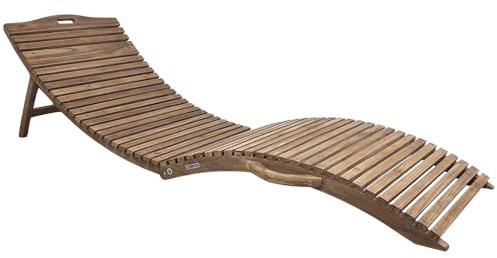 TEMPO STYLE - Tumbona plegable de madera de teca paraiso | Chaise Longue de diseño curvo y plegable, tumbona ergonómica para jardín y piscina, resistente y ahorra espacio