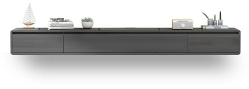 GAOXIONG Floating TV Unit with 2 Drawers for Small Apartments Wall Mounted Media Console and Shelf for Under TV Storage (Gray 240cm)