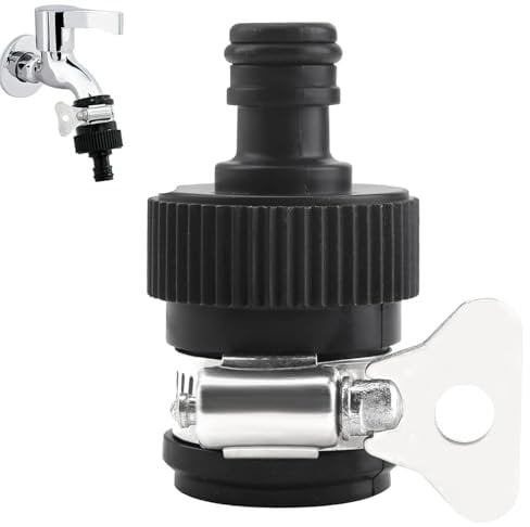 Universal Tap Connector,Garden Hose Pipe Adapter,Indoor Tap Connector 14-22mm Mixer Round Faucet Adaptor Threadless Kitchen Water-taps Adjustable Stainless Steel Collar Easy Tight