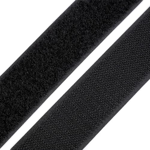 cyclingcolors 1x Klettband rolle 38 mm 25 meter set haken flausch organizer kabelbinder band für kleidersäcke aus polyamid nähmaschine, Schwarz