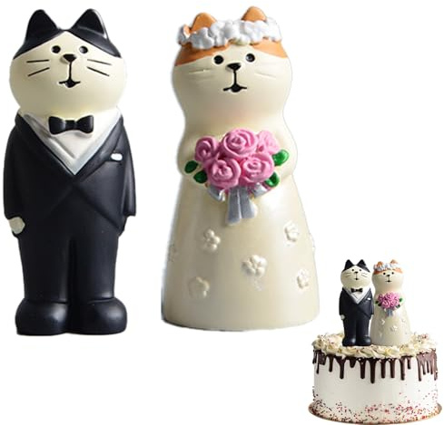 Brautpaar Figuren 2 Stück Hochzeitspaar Figuren, Hochzeitsfiguren Brautpaar, Cake Topper Hochzeit, Gilt für Jubiläum, Valentinstag, Autodekoration, TortenfigurHochzeit