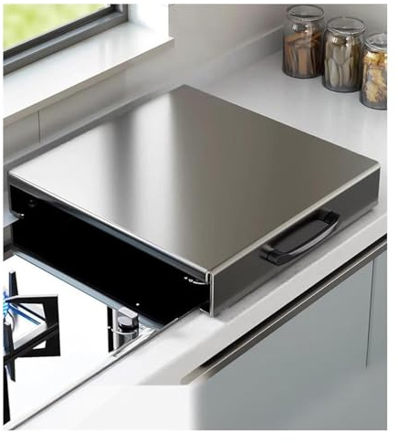 Copertura for piano cottura a gas, supporto for a, pannello di copertura for, fornello leggero, cappucci dei bruciatori for, griglia da cucina for, lavello elettrico for camper(Gray,40x48x9cm)