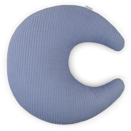 Ehrenkind® Kuschelkissen Mond aus Bio-Baumwolle | Waffelpiqué Dekokissen & Kuschelkissen fürs Kinderzimmer | Atmungsaktiv & formstabil | Jeansblau
