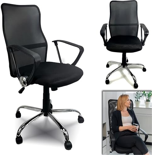 QMBasic Bürostuhl Schreibtischstuhl ergonomischer Drehstuhl Mesh leicht 110 kg Armlehnen | mit Doppel-Rollen Wipp- und Drehmechanik Schreibtisch-Stuhl Büro