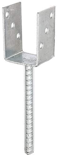 Alberts 214234 U-Pfostenträger | mit Betonanker aus Riffelstahl | feuerverzinkt | lichte Breite 71 mm | Länge Betonanker 200 mm