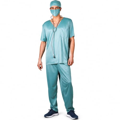 Wicked Costumes Mens Doctor Surgeon Fancy Dress Costume – E.R Scrubs Hospital Halloween Party Outfit