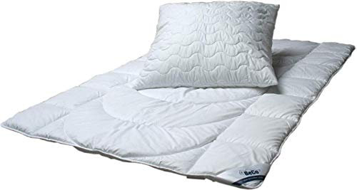 BeCo Betten-Set Microfaser BW101248, Kochfest, Ganzjahresdecke 135x200 und Kissen 080x080cm, kuschelig und schadstoffgeprüft, Weiß