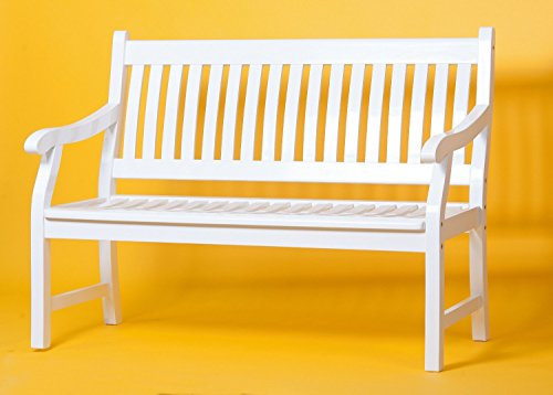Sedex New Jersey 3-Sitzer Gartenbank aus Eukalyptusholz Holzbank Parkbank Bank weiß gewischt