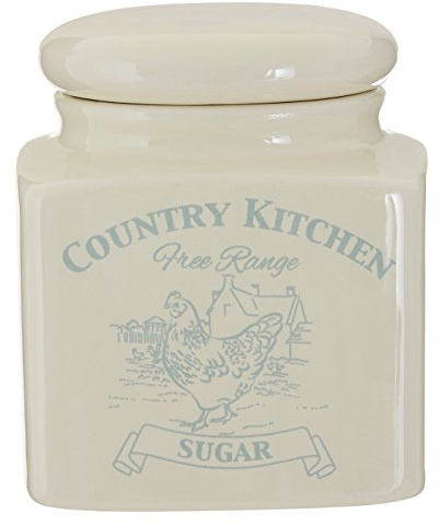 Premier Housewares 722772 Country Kitchen Sugar Canister - Cream, Beige, H12 x W11 x D11cm