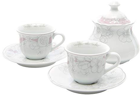THUN Kaffee Al Volo 2er Set Espressotassen mit Zuckerdose Limited Edition 2016, Keramik, Bunt