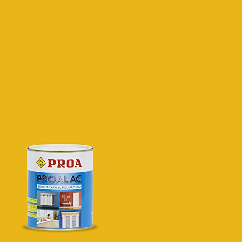 Esmalte Laca al poliuretano Proalac. Amarillo RAL 1023. 4 L. Pinta tus muebles de cocina, radiadores, madera o metales con la máxima calidad. Valido para interior y exterior. Proa.