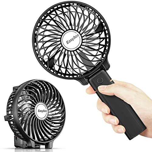 EasyAcc Miniventilador eléctrico portátil para Exteriores con batería Recargable, 3-10 Horas, Mango Plegable, para el hogar y Viajes