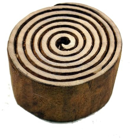 Indischer Holz Stoffdruckstempel, Mandala 1, Spirale 6 | Handgeschnitzt, ideal für vielseitige Drucke, auch als Wanddeko, traditionelles Design, einfache Anwendung