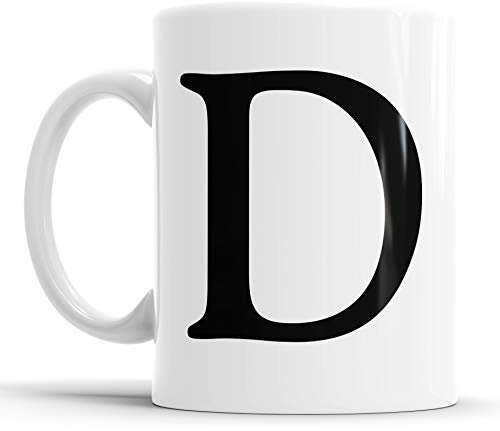 Faithful Prints Alphabet Mug Letter Mugs Initial Coffee Cup Birthday Fathers Day Gift (Letter D)