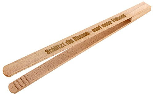 GRAVURZEILE Holz Grillzange mit Gravur - Schützt die Blumen esst mehr Fleisch - Geschenk für Männer zum Grillen - Geschenkidee zum Vatertag für Papa - aus Buchenholz 30 cm