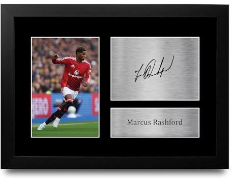 HWC Trading FR Marcus Rashford Gift Signed FRAMED A4 Printed Autograph Gifts Print Photo Picture Display