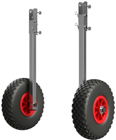 SUPROD Coppia Ruote di Poppa Ruote di Lancio per gommoni di Trasporto Pieghevole Acciaio Inox ET260-LU, Nero/Rosso