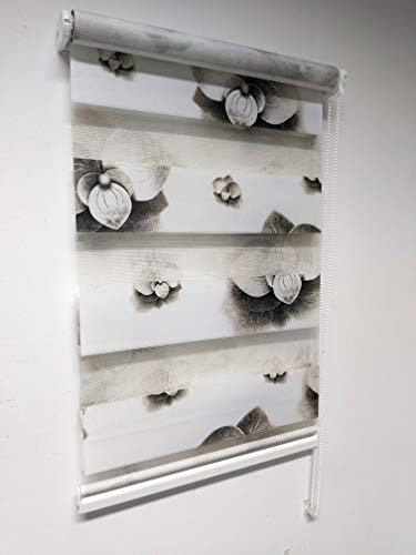 Tropik Home Day and Night Zebra Window Roller Blind With Floral Print, 19 Width Sizes, Large 200cm Drop (95cm Wide)