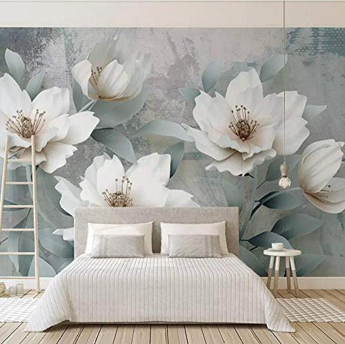 Wallpaper Mural Papier Peint Photo Personnalisé 3D Fleur de pivoine blanche Non-tissé Papier Peint Murale Chambre Enfants Chambre Maternelle 350x256 cm