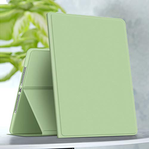 VAGHVEO Funda para iPad 9ª Generación 10.2 2021/iPad 10,2 2020 8ª/ 7ª10.2 2019 Smart Case Cover con Soporte para Pencil, Flexible Suave TPU Cubierta Trasera Carcasa Protectora, Verde Claro