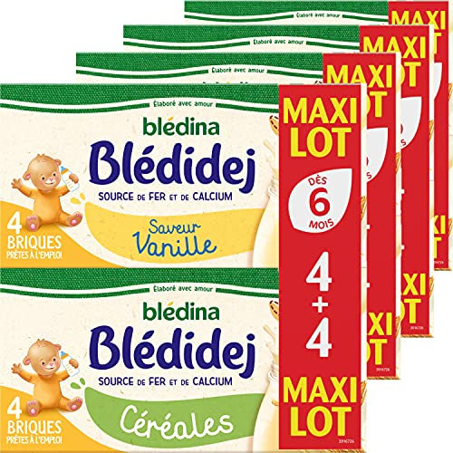 Blédina Blédidej - Céréales bébé Lactées 16 Saveur Vanille / 16 Céréales - Dès 6 Mois - 32 briques de 250mL