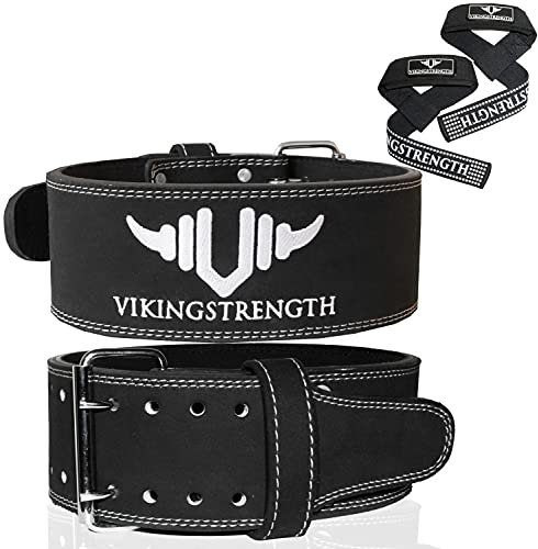 Vikingstrength Premium Gewichthebergürtel mit Zughilfen, Gym Gewichthebergürtel für Männer und Frauen, perfekt für Kniebeugen, Powerlifting, Crossfit und Kreuzheben (2XL)