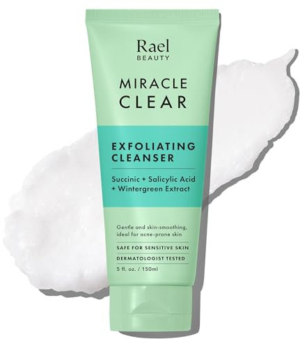 Rael Miracle Clear Gentle Exfoliating Cleanser - Korean Skincare, Salicylic Acid Face Wash for Acne Prone Sensitive Skin, Pore Cleansing & Hydrating, Vegan, Cruelty Free (150ml)